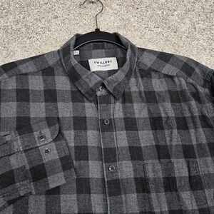 Twillory Shirt Mens L/ XL Gray Plaid Untuckable Tailored Fit  long sleeve